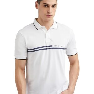 Home peter england men's everyday solid regular fit polo | cotton rich | premium pique weave