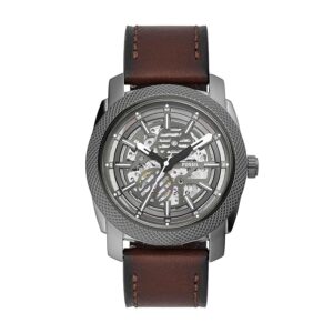 Home fossil machine brown automatic leather watch me3254 analog, men